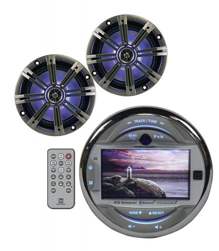 Mgh30bt dual boat iphone usb aux stereo 3&#034; lcd bluetooth, kicker led 8&#034; speakers