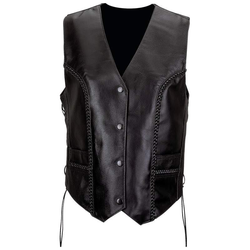 Womens solid leather motorcycle vest jacket waist coat  s m l xl 2xl sale