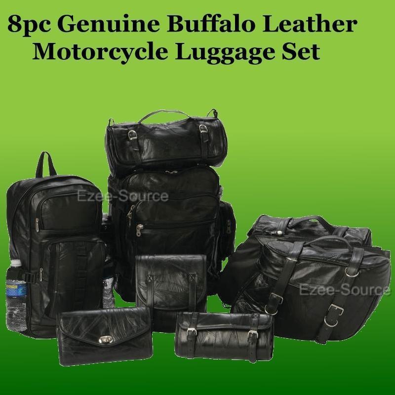 8pc leather sissy fork saddlebags fits harley softail sportster v-rod dyna