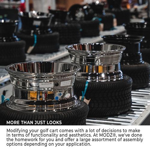 Modz 12" vortex machined black golf cart wheels and tires (23x10r12) set of 4