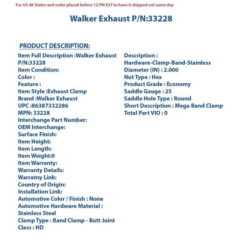 Walker Exhaust P/N:33228, US $23.74, image 2
