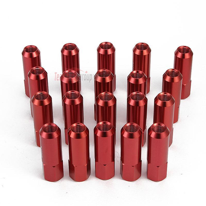 20pcs red 60mm aluminum extended tuner lug nuts lugs for wheels/rims m12x1.5 kia