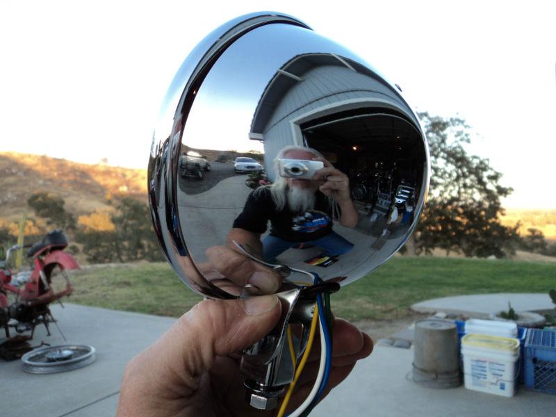Harley headlight chrome bottom mount 5 3/4" 12v biker's choice 41-0312 chopper