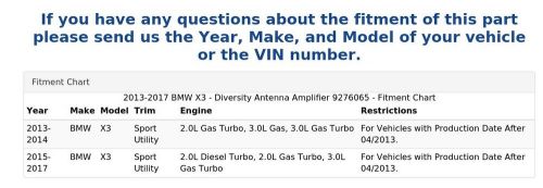 2013-2017 BMW X3 - Diversity Antenna Amplifier 9276065, US $99.99, image 4