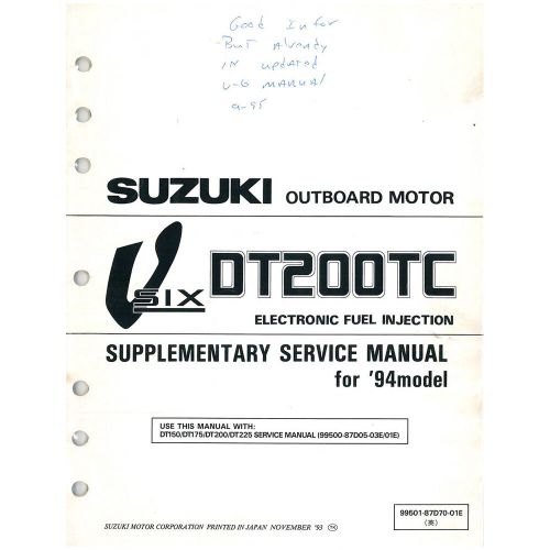 Suzuki outboard marine 1989 dt25c/30c supplementary service manual
