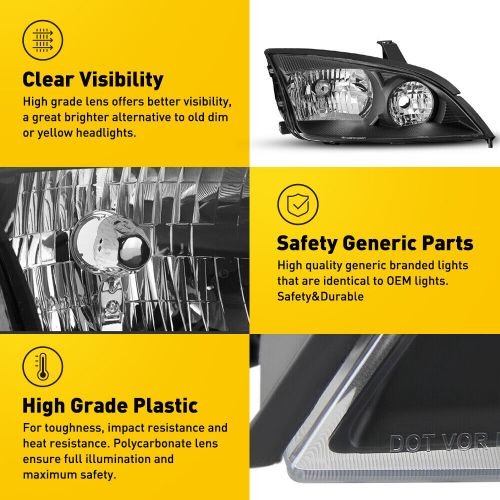 2x headlight set for 2005 2006 2007 ford focus left &amp; right headlamps 7s4z13008e