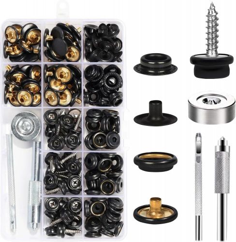173 PCS Canvas Snap Kit 2 Types Marine Grade 3/8" Socket Boat Black, US $34.99, image 6