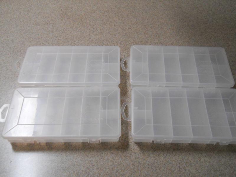 Lot of 4 new plano 3450 trays-has 8 compartments-8 1/4"w x 1 3/8"t x 4 3/8"d