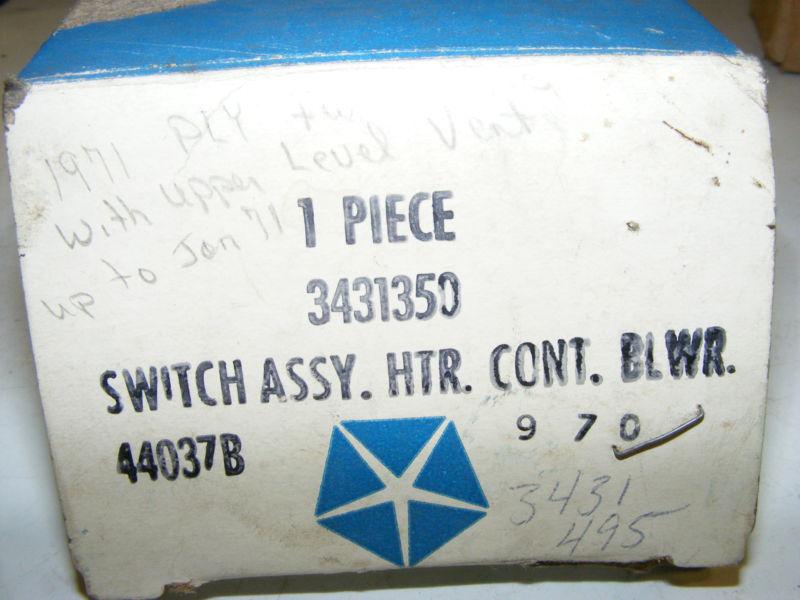 1969 70 71 72 73 DODGE PLYMOUTH B-BODIES A/C BLOWER MOTOR SWITCH NOS 3431350, US $39.99, image 4