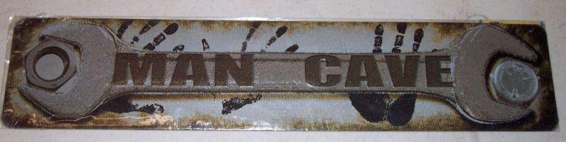 Embossed man cave with wrench tin street sign 24 x 5 