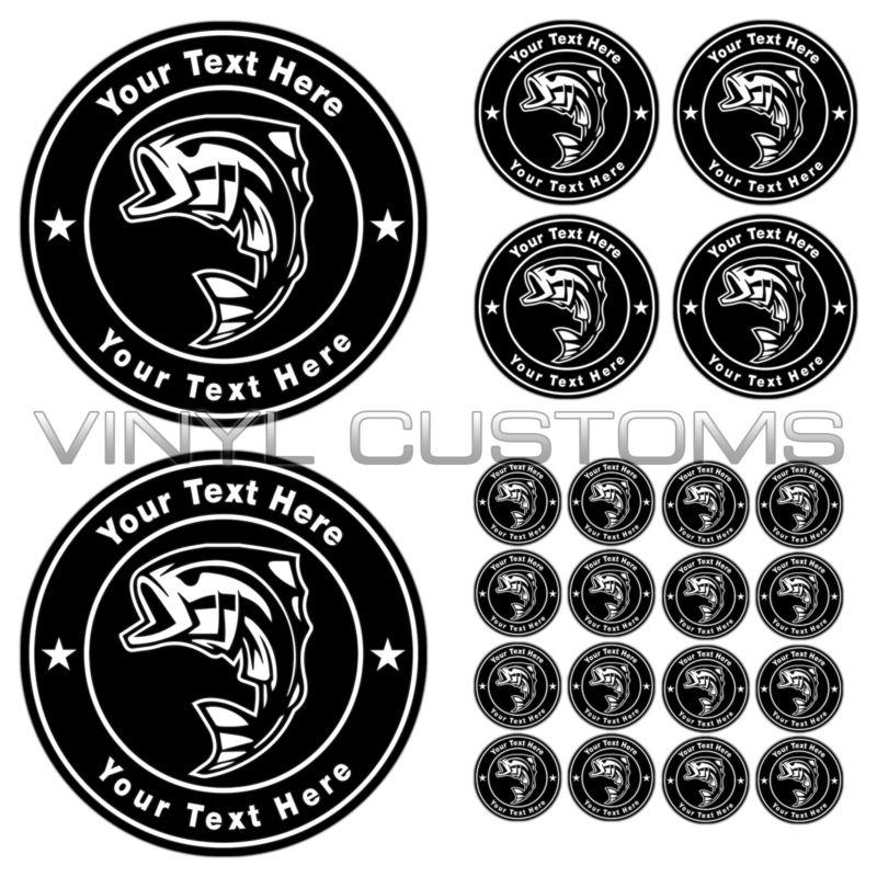 Custom bass fish decal stickers your text here - 22 pcs.