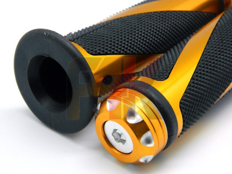 GOLDEN MOTORCYCLE ALUMINUM RUBBER HAND GRIPS FOR 7/8