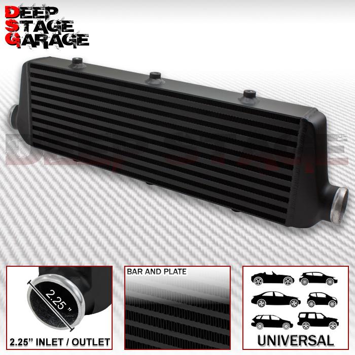 27.25x7x2.75 aluminum turbo bar&plate front mount intercooler black 2.25"inlet
