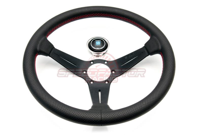 Authentic nardi deep corn 350mm black leather red stitching