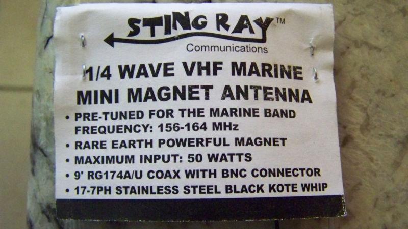 NEW IN PACKAGE STRING RAY MINI MAGNET VHF MARINE ANTENNA 1/4 WAVE, US $4.99, image 2