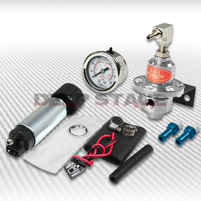 290 lph efi fuel injection pump/tank+160 psi pressure regulator+oil gauge silver