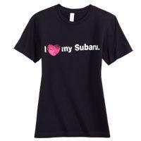 Subaru i love my subaru ladies tee shirt black large