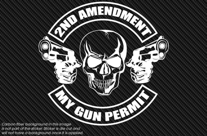 Gun permit badge 2nd amendment rights skull truck window sticker decal vinyl .45