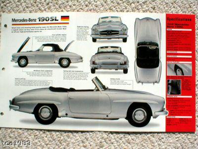 1954 / 1955 / 1956 / 1957 / 1958 mercedes-benz 190sl / 190 sl imp brochure