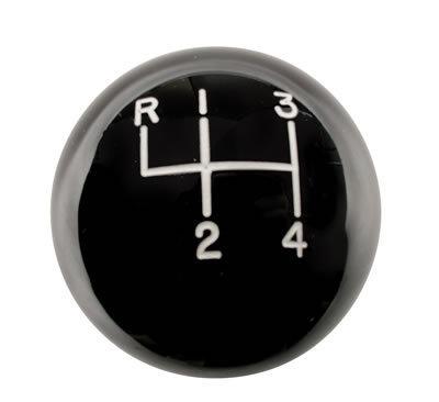 Hurst 4 speed engraved shift knob black 3/8"-24 fine chrome stick shifters amc
