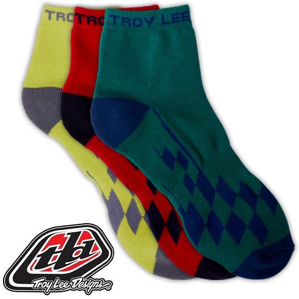 Troy lee designs tld quarter crew socks- race checkered multi 3-pack- 2 sizes