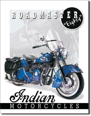 Motorcycle indian "roadmaster 80" tin sign print poster