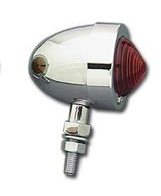 Chrome bullet turn signal or marker side light - long stem, red