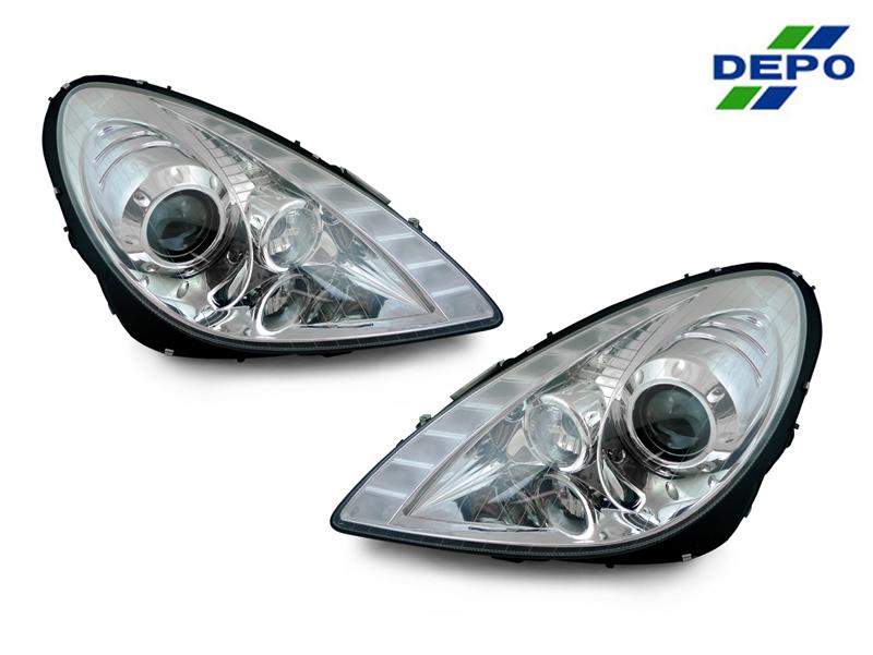 Depo 05-10 mercedes r171 slk class projector headlights white led strip new pair