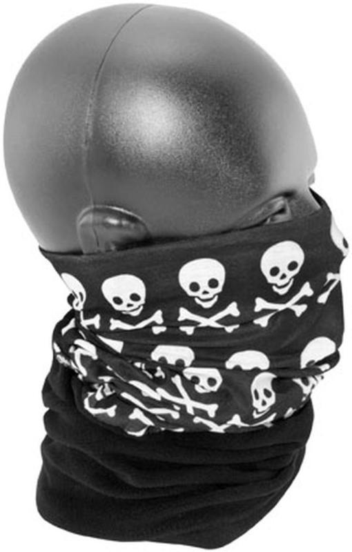 Zan cold weather combo motley poly/fleece tube,cross bones/black/white,osfm