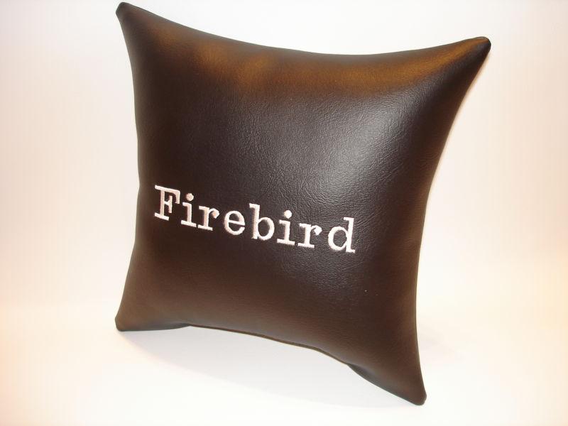 Vintage custom made pontiac firebird car show pillow black with white emblem