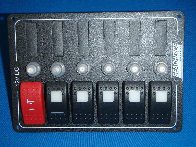 Boat switch panel with breakers contura ii wired on/off on/off/on (on)off
