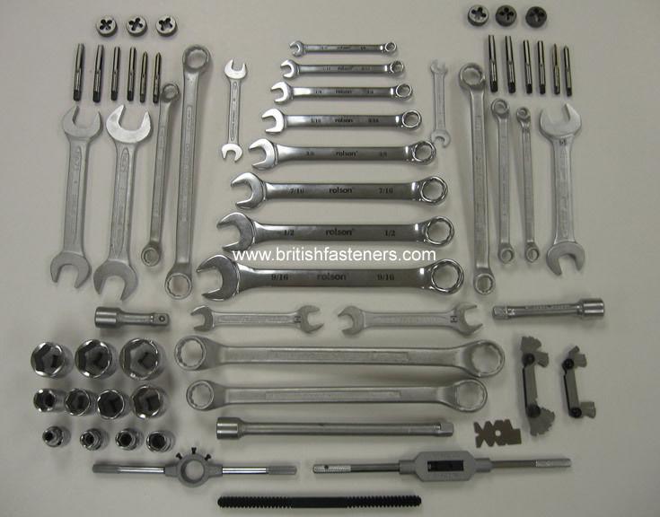 British whitworth tool set bsw, bsf, triumph, bsa, norton, jaguar, rolls