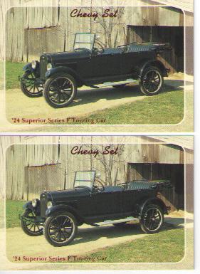 1924 chevy touring car baseball card sized cards - lot of 2 - must see !!