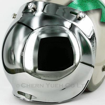 Uv silver chrome bubble lens shield visor face mask & diamond snaps for helmets