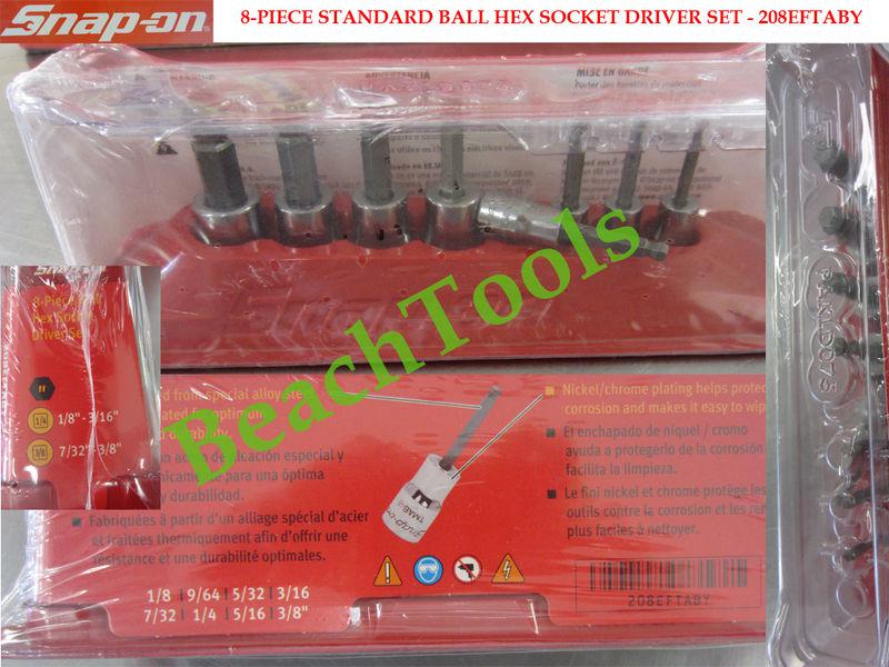 New snap on 8 piece standard ball hex socket driver set 208eftaby free shipping