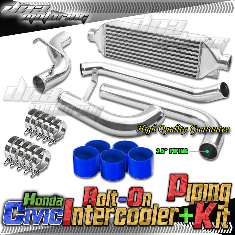 Civic/integra bolt on bar&plate silver front mount intercooler kit+piping eg ek