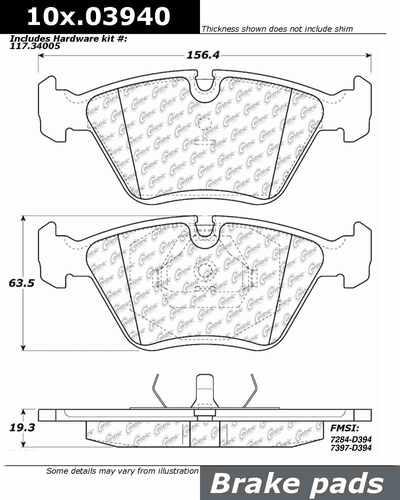 Centric 100.03940 brake pad or shoe, front-oe formula brake pads w/hardware