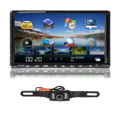 7'' vehicle stereo dvd cd mp3 player 2din bluetooth radio usb/ fm aux+ hq camera