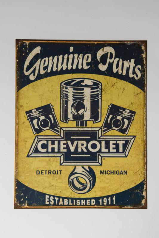 Vintage auto truck metal tin sign genuine chevrolet muscle car classic race 105