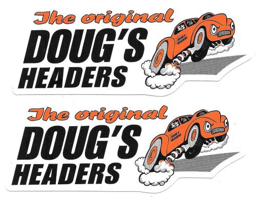 Pair of doug's racing headers decals stickers vinyl 5 inches long size new