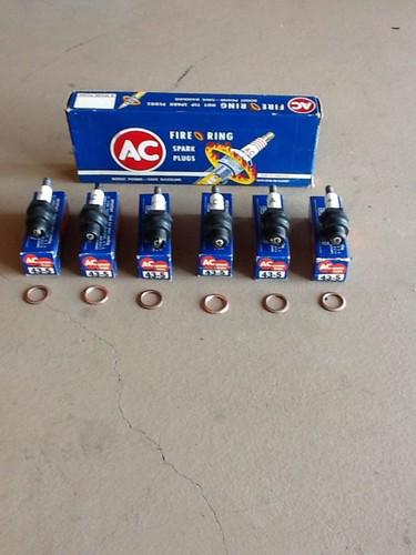 Ac 43-5 spark plug set - straight porcelin - knurled base - corvette 1953-54