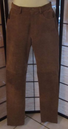 Sz 8t camel suede/ leather pants hugo buscati straight leg 5 pocket