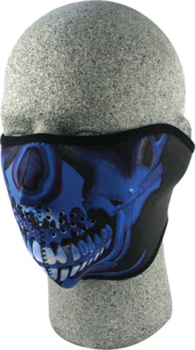 Zanheadgear neoprene half mask blue chrome skull - wnfm024h