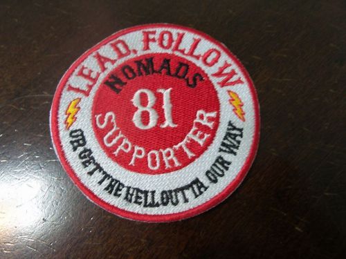 Nomads 81 supporter biker patch red and white support big red machine motorcycle