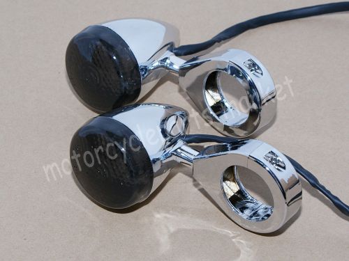 Motorcycle chrome/smoke led front turn signal light 41mm relocation fork clamp