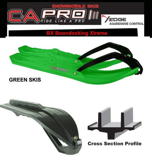 C&amp;a pro bx boondocking pair of green skis with black loops - new in box!