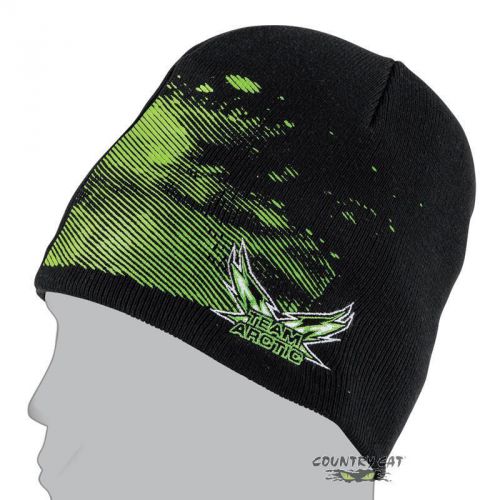 Arctic cat team arctic cathead splatter beanie hat – black &amp; lime – 5263-062