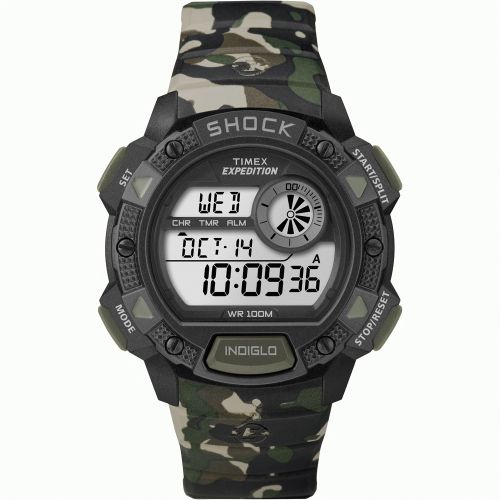 New timex t49976 expedition base shock chrono alarm timer watch - camo