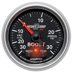 Auto meter 3677 sport-comp series gauge 2-1/16&#034; boost/vacuum full sweep electric