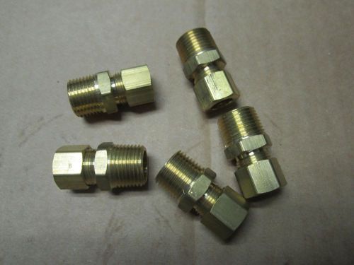 5 pieces  brass 3/8" pipe" x 3/8" compression fittings  oil air gas